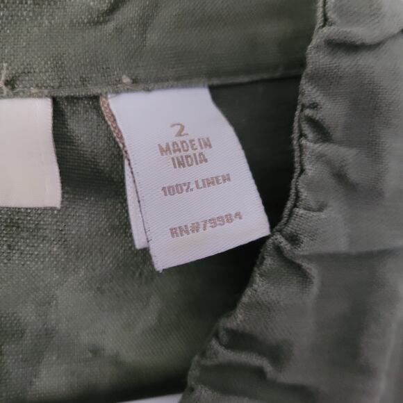 Chico's Women's Linen Button Up Lagen look Jacket in army green - Picture 4 of 11